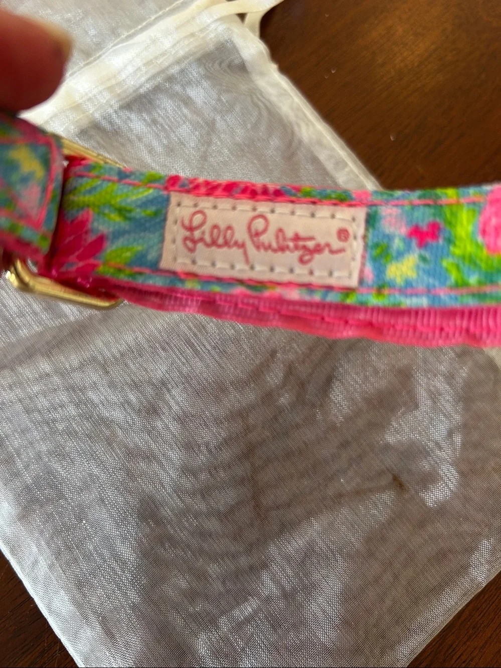 Lilly Pulitzer Mermazing Floral Dog Collar S/M Gold Charm